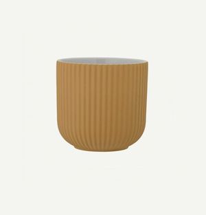 Blumentopf aus Steingut mit matter Latexglasur in Beige