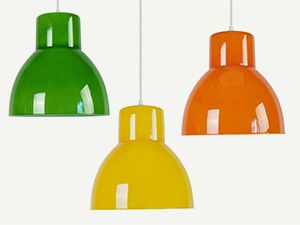 Hängeleuchten aus Glas in Grün, Orange und Gelb