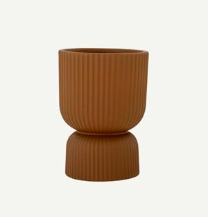 Blumenkelch aus Steingut mit matter Latexglasur in Braun