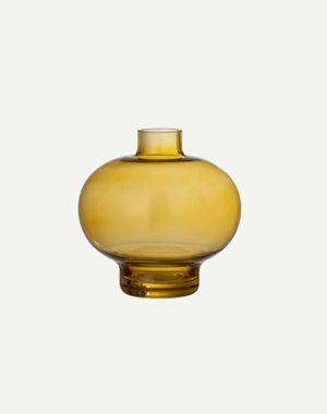 Glasvase aus gelbbraunem Glas in klassischer runden Form