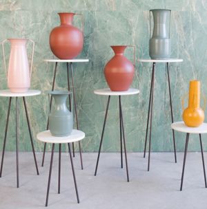 Vase Brown/matt mit Metallbeschichtung