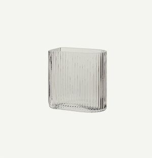 Amorphe Vase aus Riffleglas klar