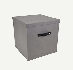 Praktische Aufbewahrungsbox in Grau oder Schwarz mit Ledergriffen