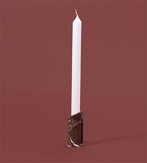 Runder, zylinderförmiger Kerzenhalter aus burgunderrotem Marmor Höhe 9cm