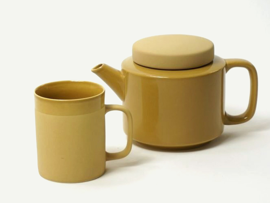 Teekanne / 950ml aus Keramik in Senfgelb mit dazu passender Tasse
