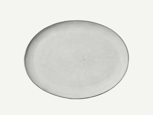 Ovale Platte aus Steingut in Weiss