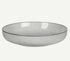 Flache Schale aus Steingut in Weiss