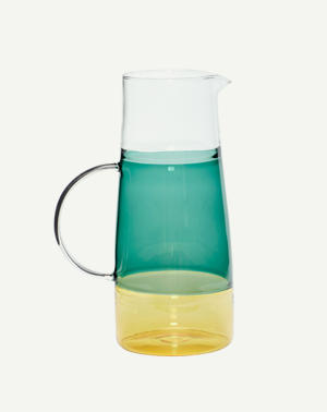 Wasserkrug aus Glas 3-färbig: Transparent, Grün, Gelb