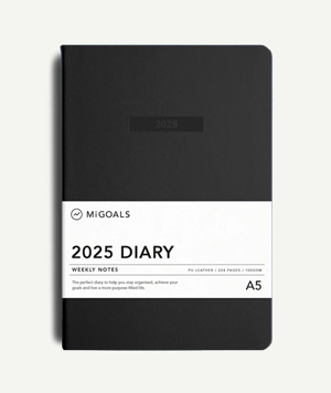 Weekly Diary 2025 A5 in Schwarz