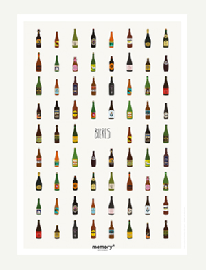 Plakat mit Illustrationen von Bierflaschen
