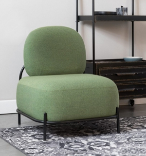 Hochwertiger Sessel in grün - fest gepolstert mit schwarzem filigranen Gestellt aus Stahlrohren