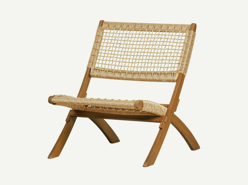 Klappstuhl aus Holz mit Geflecht - für Innen und Außen geeignet