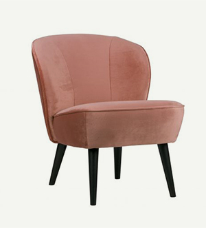 Sessel mit Samt überzogen in der Farbe Old Pink