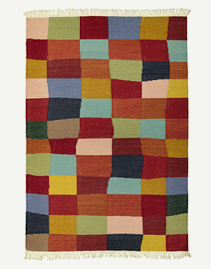 Teppich aus Wolle und Baumwolle kariert in warmen Farbtönen 170x240cm