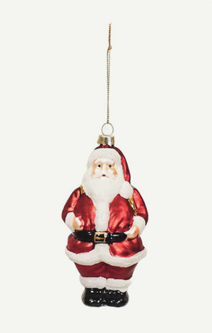 Christbaumschmuck aus Glas in Form eines Santa