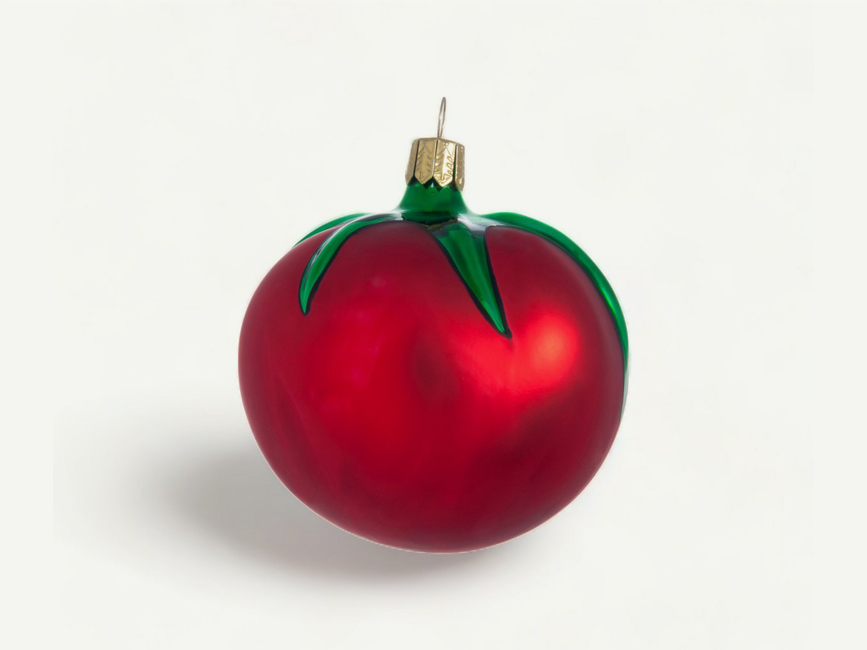 Christbaumschmuck aus Glas in Form einer Tomate